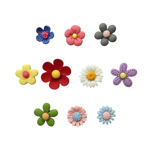 Set of 10 Flower Magnets Decorative 3D Fridge Magnets Various Sizes Plastic Magnetic Ornaments for Home Kitchen