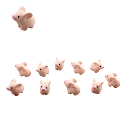 Set of 10 Mini Pig Figurines Resin Decorations for Home Shelf Display Table or Creative Arrangement