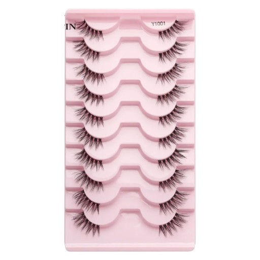 Set of 10 Pairs of Half Artificial Eyelashes Eyelash Extension Set Naturally Looking Adhesive Eyelashes