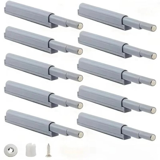 Set of 10 Pressure Opening Mechanisms 12.5 x 1.05 x 1 cm Hidden Handleless Closing for Doors and Drawers