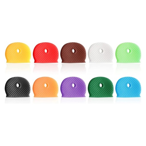 Set of 10 Soft Coloured Key Caps for Easy Identification, Improved Grip and Protection of Key Heads from Wear