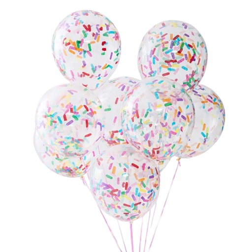 Set of 10 Transparent Latex Balloons with Coloured Confetti 30 cm Inflatable Decorations for Weddings, Birthdays and Parties