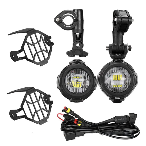 Set of 2 LED Fog Lights 40W 6000K with Relay and Housings IP67 DC10–30V for BMW K1600 R1200G Motorcycle Headlights Lifespan 30,000 h