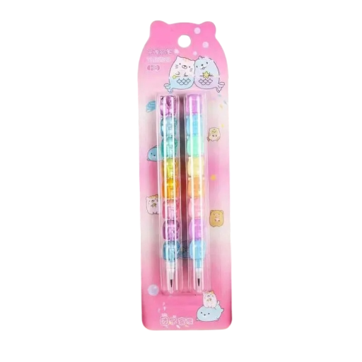 Set of 2 Mechanical Pencils with Bear 14 cm Cute Pastel Automatic Pencils for School Office Stationery for Children and Adults