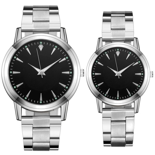 Set of 2 Men's and Women's Watches Silver Colour Alloy Elegant Design Classic Dials Stylish Accessory Gift for Couples