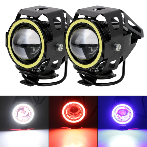 Set of 2 Motorcycle LED Headlights 125W Auxiliary Lights IP68 Waterproof 1200lm Strong Lighting Biker Accessories