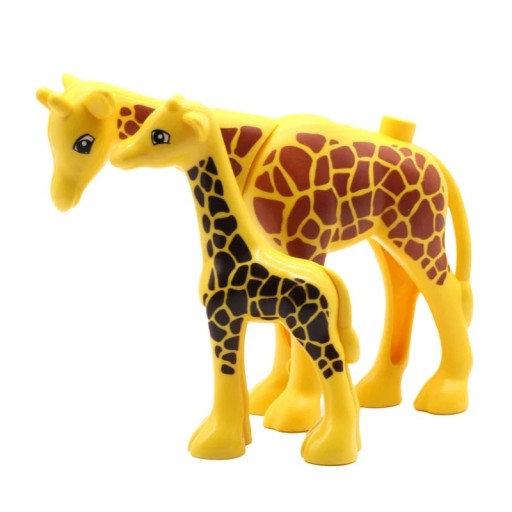 Set of 2 Plastic Building Block Giraffes for Children Animal Figures Educational Toy for Assembling