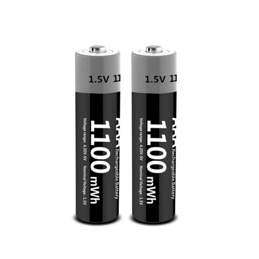 Set of 2 Rechargeable AAA Batteries 1100mWh Lithium-Ion USB-C Charging Energy Saving Alternative Reusable Compact and Eco-Friendly Solution