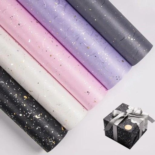 Set of 2 Sheets of Wrapping Paper with Star and Night Sky Design 60 × 60 cm Matt Decorative Paper Colourful for Gift Wrapping