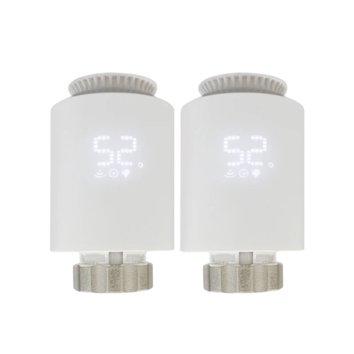 Set of 2 Smart Thermostatic Valves Tuya ZigBee App Control Support Alexa Google Home Weekly Scheduling Radiator