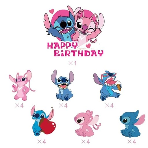 Set of 25 Cake Toppers Various Cartoon Characters Colourful Decoration Birthday Themed Party Cake Decoration