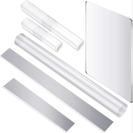Set of 4 Acrylic Rollers and Carbon Steel Cutters with Plastic Board for Shaping Polymer Clay, Modelling and Sculpting
