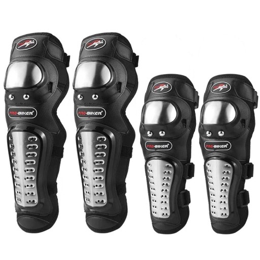 Set of 4 Motorcycle Protectors in Stainless Steel 40 x 15 cm and 31 x 12.5 cm Motocross Knee and Elbow Protectors Protective Gear for Racing