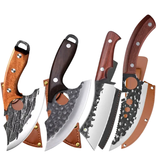 Set of 4 Stainless Steel Boning Knives 192x125x72 mm 22x110x110 mm 27x15.5x11.5 cm Meat Cleavers Butcher and Kitchen Knives