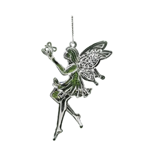 Set of 5 Christmas Ornaments Plastic Transparent Fairy Shape 11.5 x 6.8 cm Hanging with String for Christmas Tree
