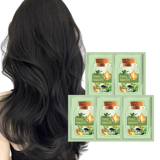 Set of 5 Natural Herbal Hair Dye Shampoo 5 Minutes Grey Coverage Nourishment Regeneration Gentle Formula Plant Extracts No Irritation
