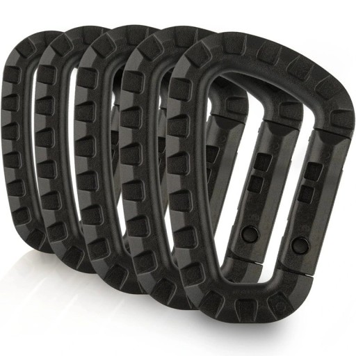 Set of 5 Plastic Carabiners 8.5 x 6 cm Universal Clips for Hanging Keys and Accessories Neutral Colours Camping Hiking Travel Organisation