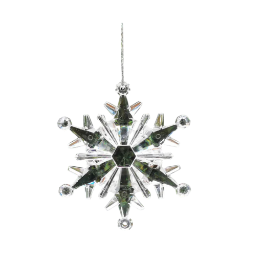 Set of 5 Plastic Transparent Snowflake Decorations for Christmas Tree 7.3 cm