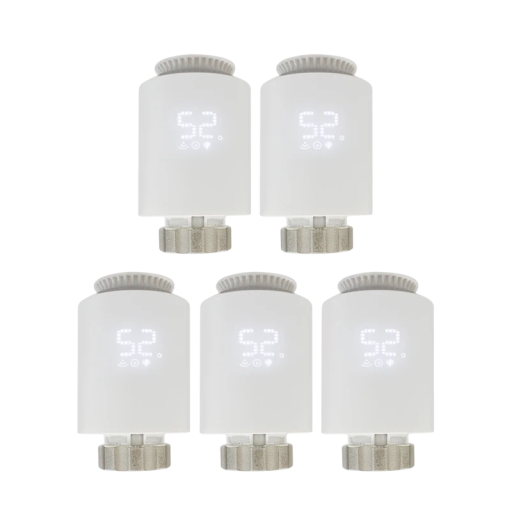 Set of 5 Smart Thermostatic Valves Tuya ZigBee App Control Weekly Schedule Alexa Google Home Radiator Temperature Regulation