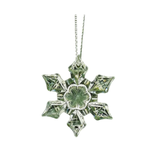 Set of 5 Transparent Snowflakes 6.3 cm Plastic Tree Decoration with Hanging Loop