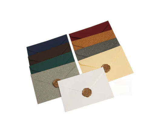 Set of 50 Letter Envelopes with Seal Elegant Envelopes Textured Paper Classic Format for Greetings and Letters