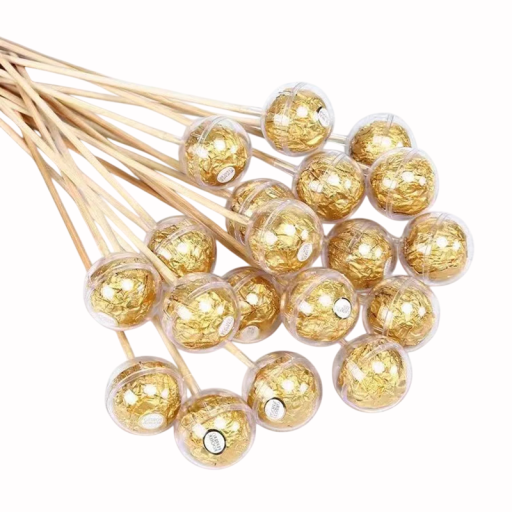 Set of 50 Plastic Candy Balls 5.2×4 cm Transparent Opening Balls on Skewers for Sweets and Small Gifts