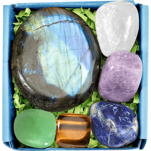 Set of 6 Crystals and Healing Stones Natural Minerals for Meditation Relaxation and Harmonisation Energy Home Decoration Gift