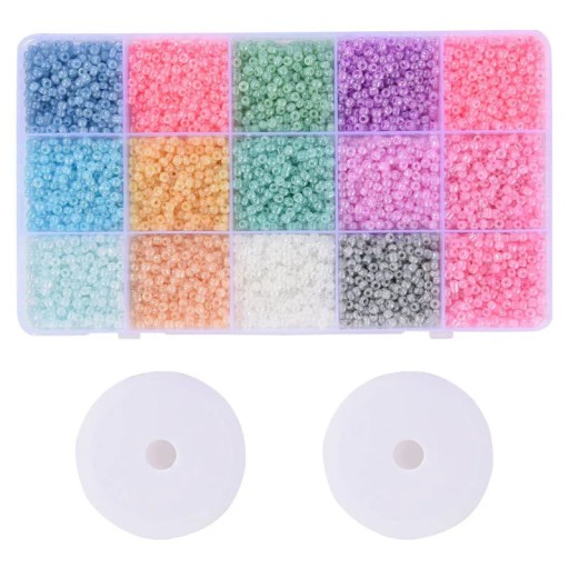 Set of Beads 15 Separate Colours Box with Compartments Colourful Beads for Jewellery Making Bracelets Necklaces Creative Crafting Organised