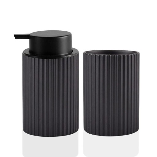 Set of Black Foam Soap Dispenser and Toothbrush Holders or Other Bathroom Accessories Bathroom Equipment