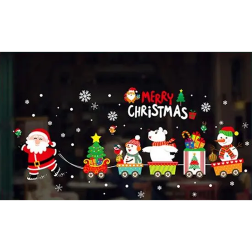 Set of Christmas Window Stickers 45 x 60 cm PVC Decorations with Winter Motifs Easy Application Static Film for Reuse