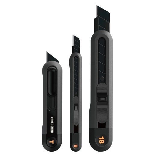 Set of Folding Knives 3 pcs HT4003 Folding Knives 9 mm and 18 mm Cutting Tools SK2 Blade ABS Body Safety Lock