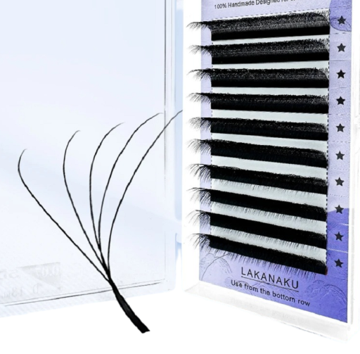 Set of Individual Artificial Lashes in W Shape Quality Adhesive 5D Lashes D 0.07 mm False Black Lashes with Natural Appearance