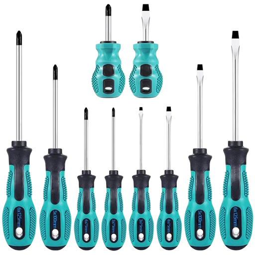 Set of Magnetic Screwdrivers 10 pcs Magnetic Tip Screwdrivers Flat and Cross Screwdrivers