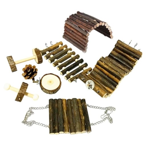 Set of Wooden Toys for Rodents 8 pcs