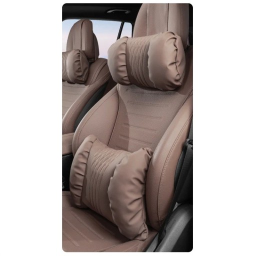 Set opěrky hlavy a beder do auta z umělé kůže měkké polštáře cca 33 × 20 × 11 cm a 38 × 28 × 11 cm doplněk interiéru