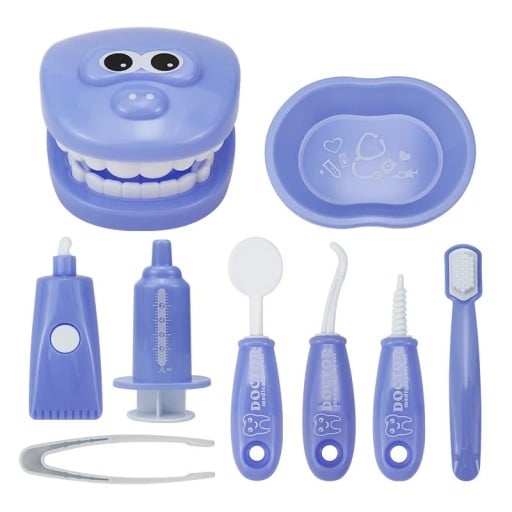 Set pentru joaca de-a dentistul Set de curățare dentară pentru copii cu model de gură Instrumente pentru îngrijirea dinților Joaca de-a