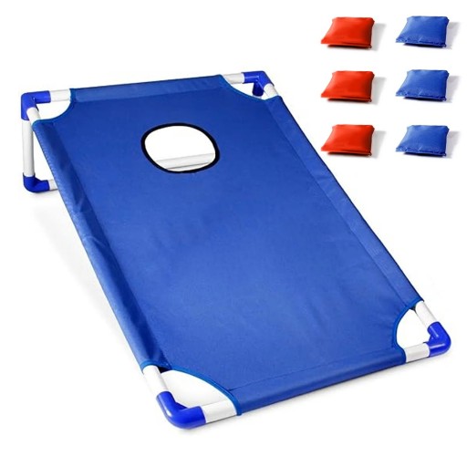 Set portatile per cornhole Gioco pieghevole con sacchetti di stoffa Gioco da giardino per bambini e adulti Gioco di lancio nel foro Divertimento all'aperto