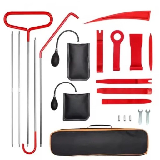 Set professionale di attrezzi per smontare porte auto 21 pezzi Attrezzi per interni veicolo con leve, ganci e pompa ad aria in custodia con zip