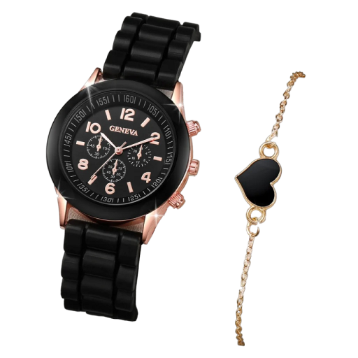 Set regalo da donna con orologio e bracciale a forma di cuore