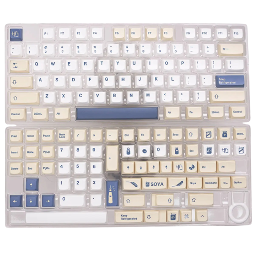 Set toetsenbedekkingen XDA 144 stuks PBT voor MX schakelaars wit blauw beige keycaps voor mechanisch toetsenbord gaming en kantoor