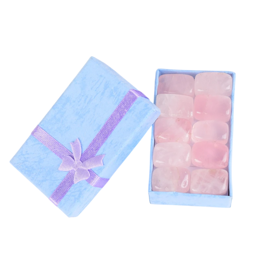 Set van 10 natuurlijke rozenkwarts Trommelstenen 8–13 g Cadeauverpakking Decoratieve mineralen Halfedelstenen Esoterie Geneeskrachtige stenen
