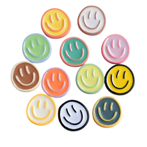 Set van 10 stuks koelkastmagneten smileys 2,3 cm decoratieve kleurrijke magnetische houders voor het bevestigen van notities foto's
