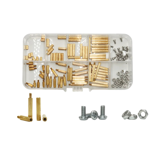 Set van 120 stuks M2 afstandsbussen ronde schroeven moeren verschillende lengtes 5–20 mm messing staal voor montage van printplaten en elektronica
