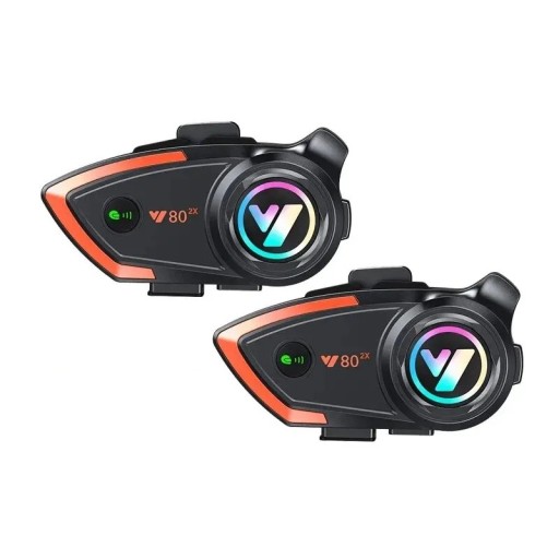 Set van 2 Bluetooth-intercoms met vaste microfoon, bereik tot 1000 m, waterdicht, ruisonderdrukking, voor opklapbare helmen, communicatie voor 2 rijders
