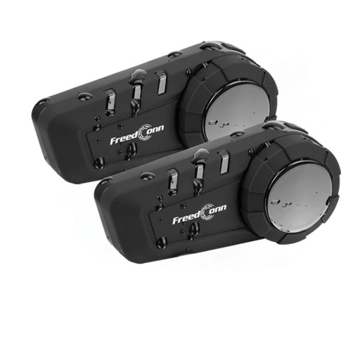 Set van 2 FreedConn KY Pro motorintercoms Bluetooth 5.0 aansluitbaar voor 2 rijders 1000 m CVC8.0 Spraakassistent IP65 zachte en harde microfoon