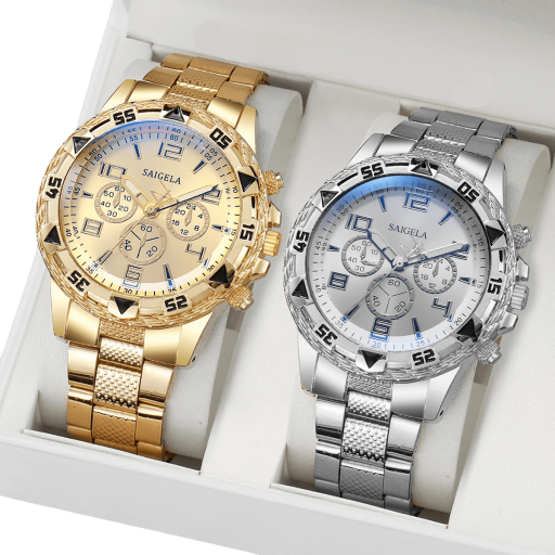 Set van 2 herenhorloges Modern design Klassieke wijzerplaat Metalen kast Legering Elegante accessoire Stijlvol cadeau voor mannen