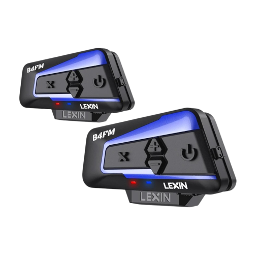 Set van 2 Lexin B4FM-X Bluetooth 5.0 intercoms 2000 m voor 10 rijders DSP CVC ruisonderdrukking FM-radio IP67 USB-C Spraakbesturing
