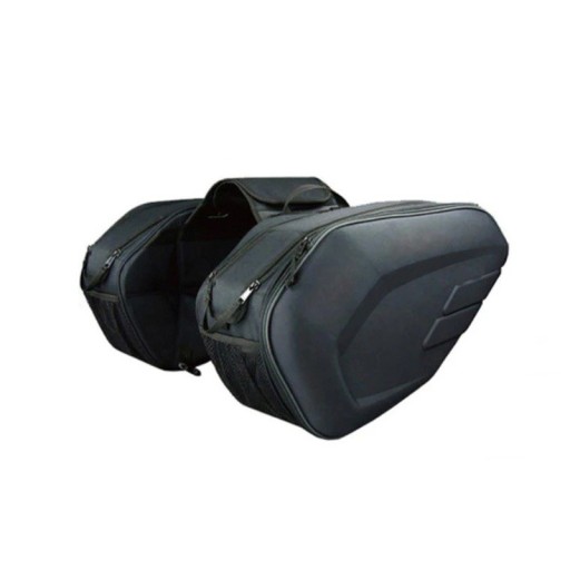 Set van 2 motorfiets zadeltassen Oxford polyester nylon vorkzijde bagage reiskoffers voor helm en uitrusting