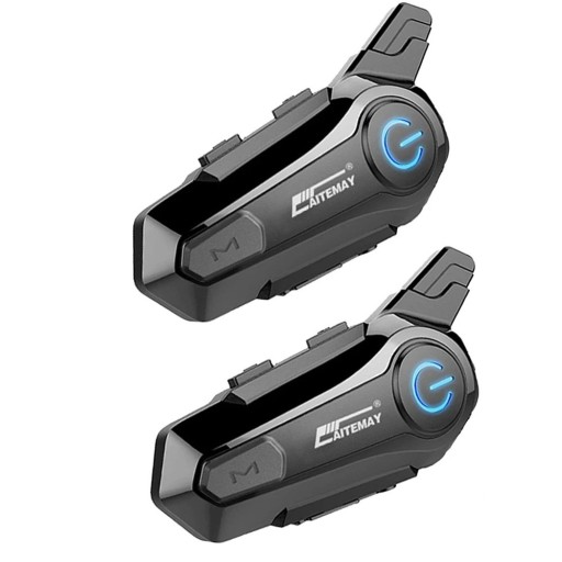 Set van 2 X1 motorintercoms met vaste microfoon Bluetooth 5.0 IPX6 17 uur batterijduur voor open en retrohelmen