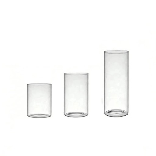 Set van 3 glazen cilinders voor kaarsen 5,3 x 8 / 10 / 18 cm Decoratieve kaarsenhouders voor drijvende kaarsen